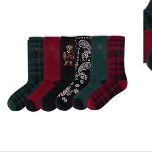 Ralph Lauren Men's Plaid and Paisley Crew Socks - 6 Pack